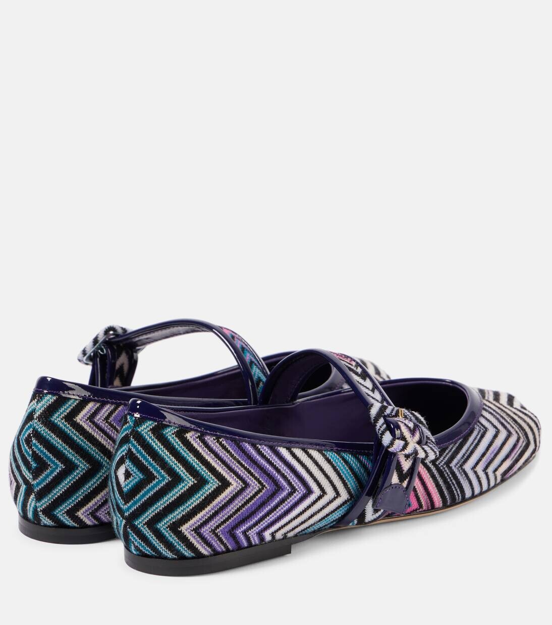Туфли Мэри Джейн с кожаной отделкой зигзагом Missoni, цвет violet/blue — фото 2