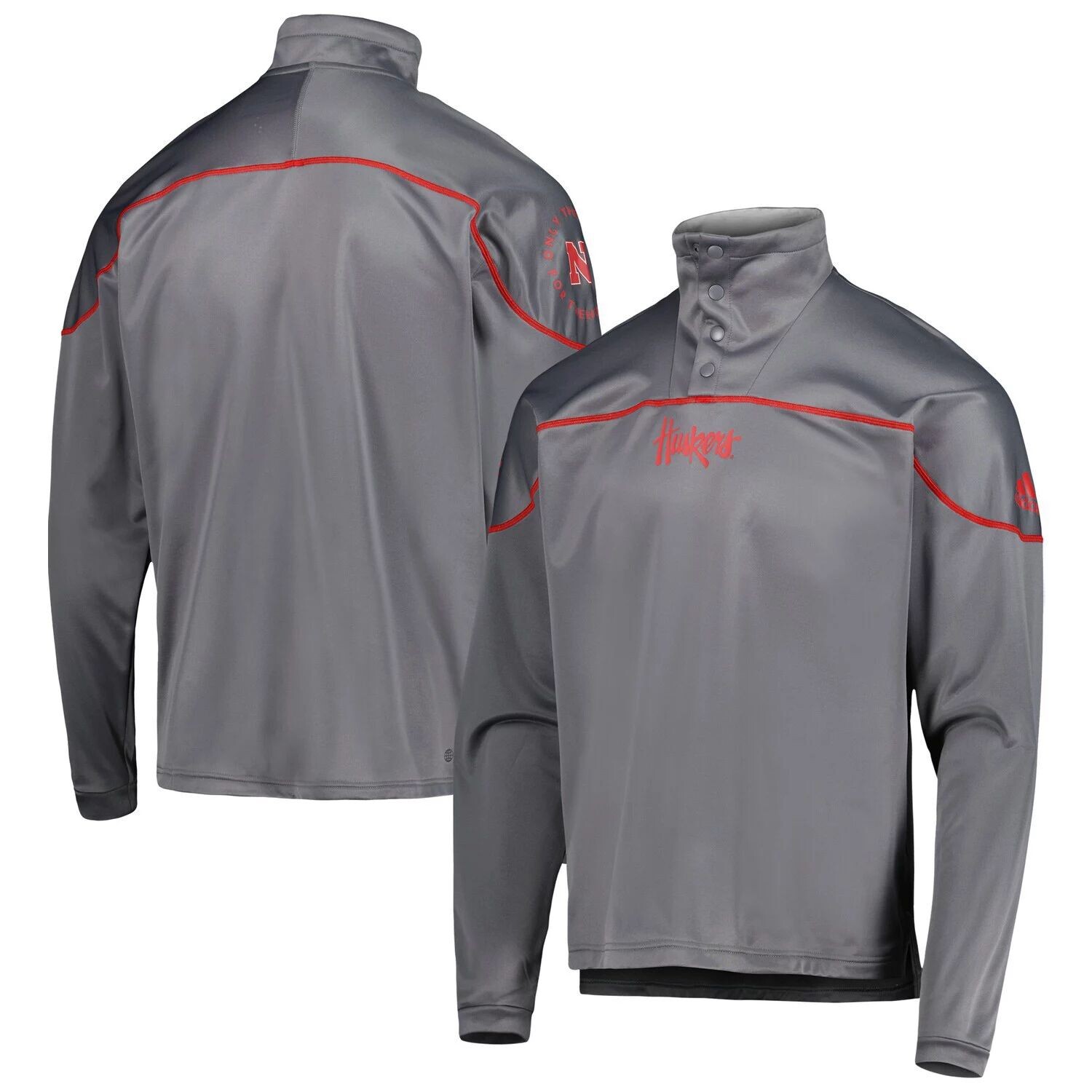 

Мужская серая трикотажная куртка на четверть кнопки Nebraska Huskers AEROREADY adidas, Серый, Мужская серая трикотажная куртка на четверть кнопки Nebraska Huskers AEROREADY adidas