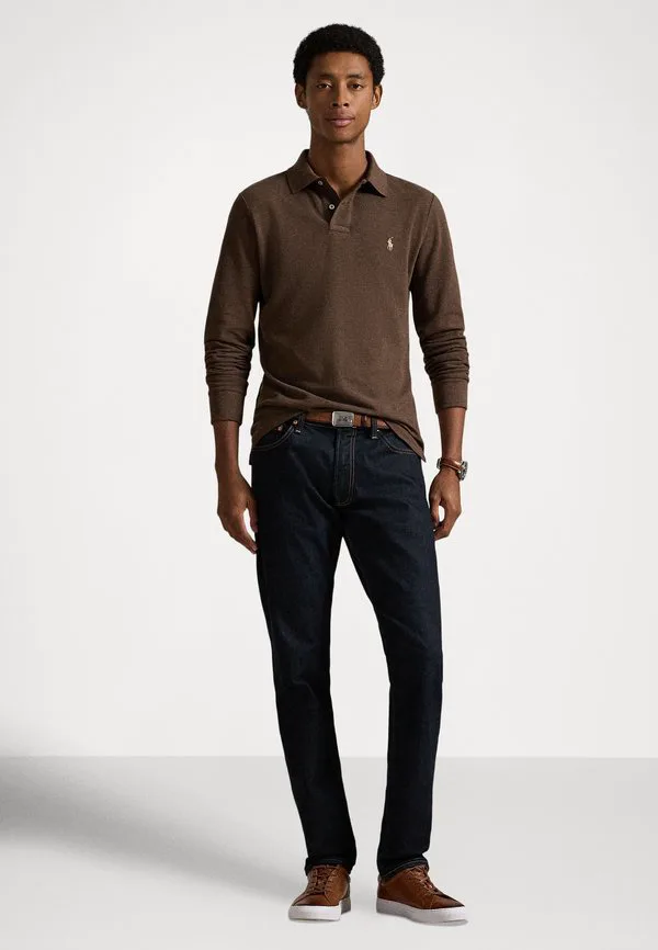 Поло-Рубашка приталенного кроя из сетчатой ткани Polo Ralph Lauren, Nutmeg Brown Heather — фото 2