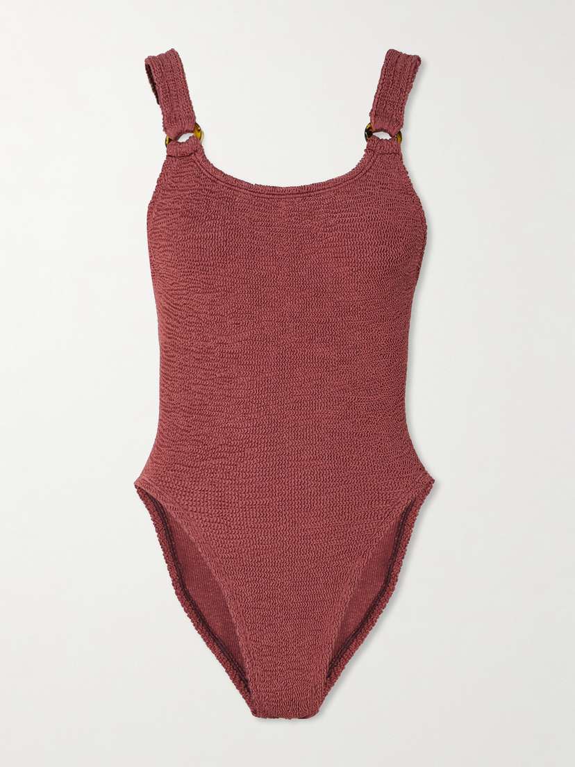 

Купальник из сирсакера с отделкой «Домино» Hunza G, красный