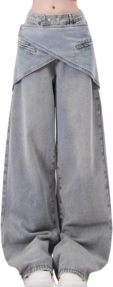 

Модные джинсы casual с высокой талией и широкими штанинами kakarin choyx