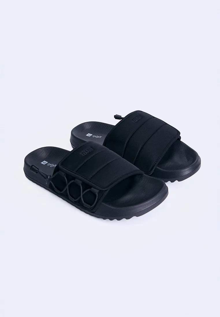 Мужские сандалии-слайды на липучке, Velcro, однотонные Oxgn, черный — фото 2