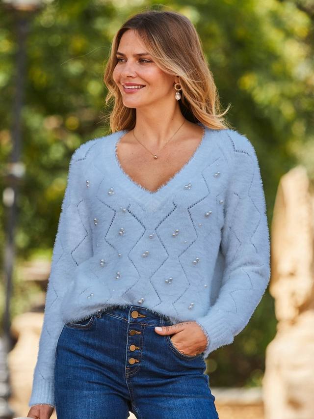 

Джемпер pointelle Sosandar, цвет Soft Blue