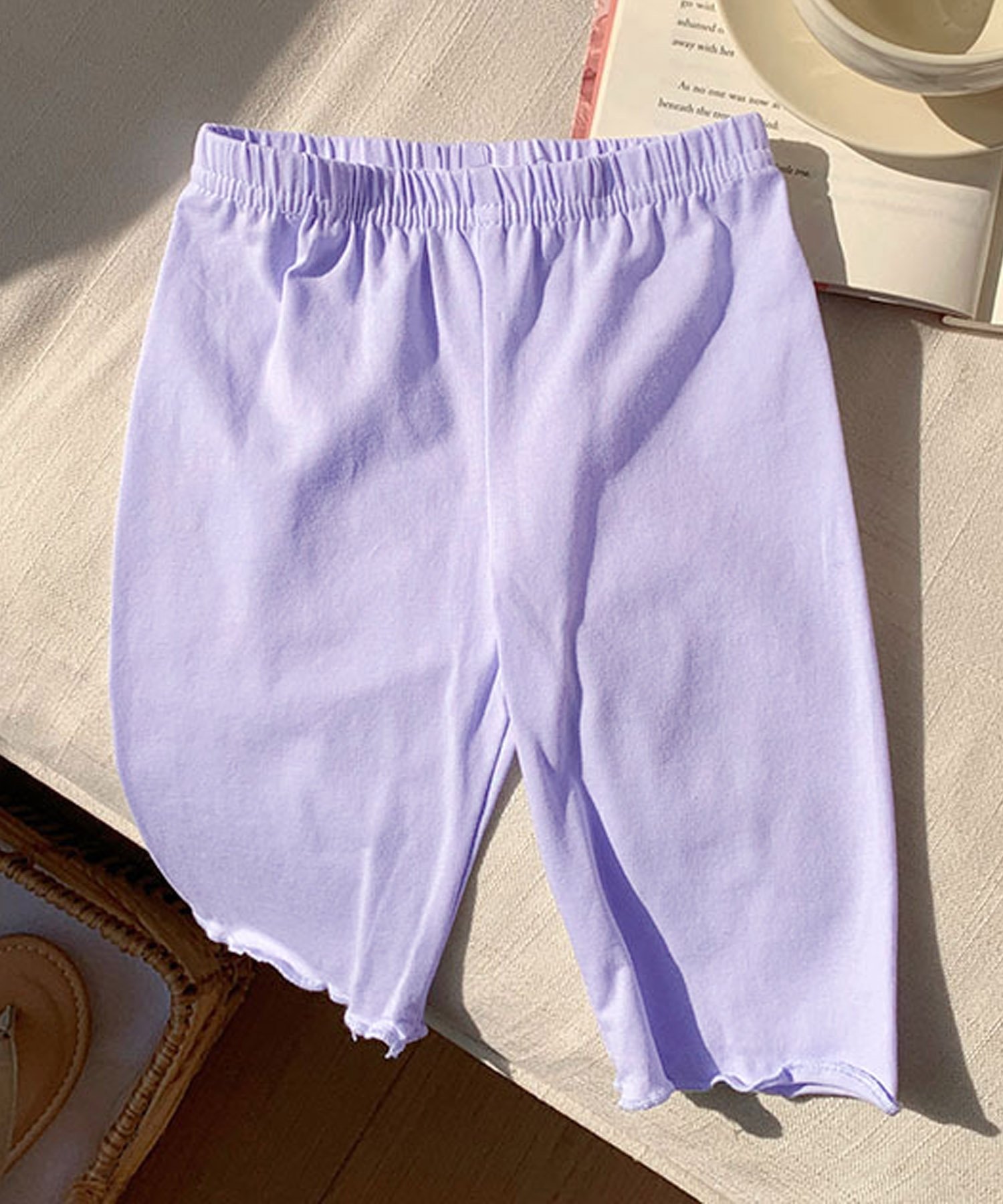 Брюки Мягкие лямки с оборками, длина 5/8 Aimoha Kids, Light blue
