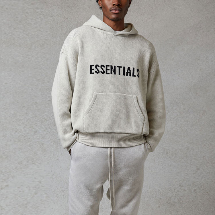 Толстовка с капюшоном вязаная FW20 Fear Of God Essentials, Овсяная — фото 3