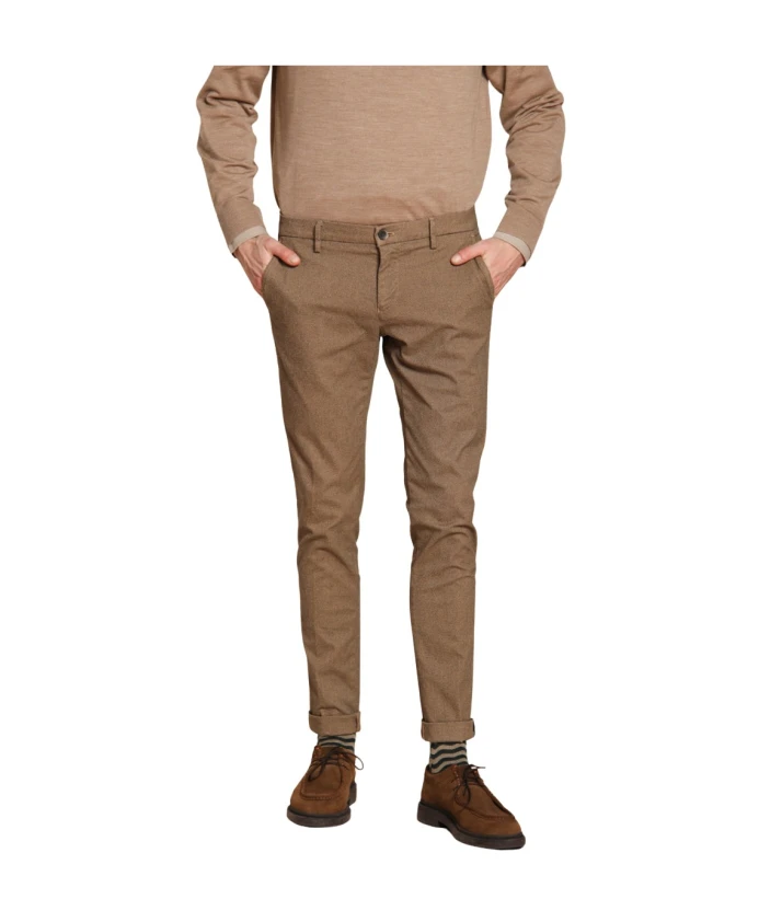 

Узкие брюки-чинос с микроузором Mason'S, коричневый