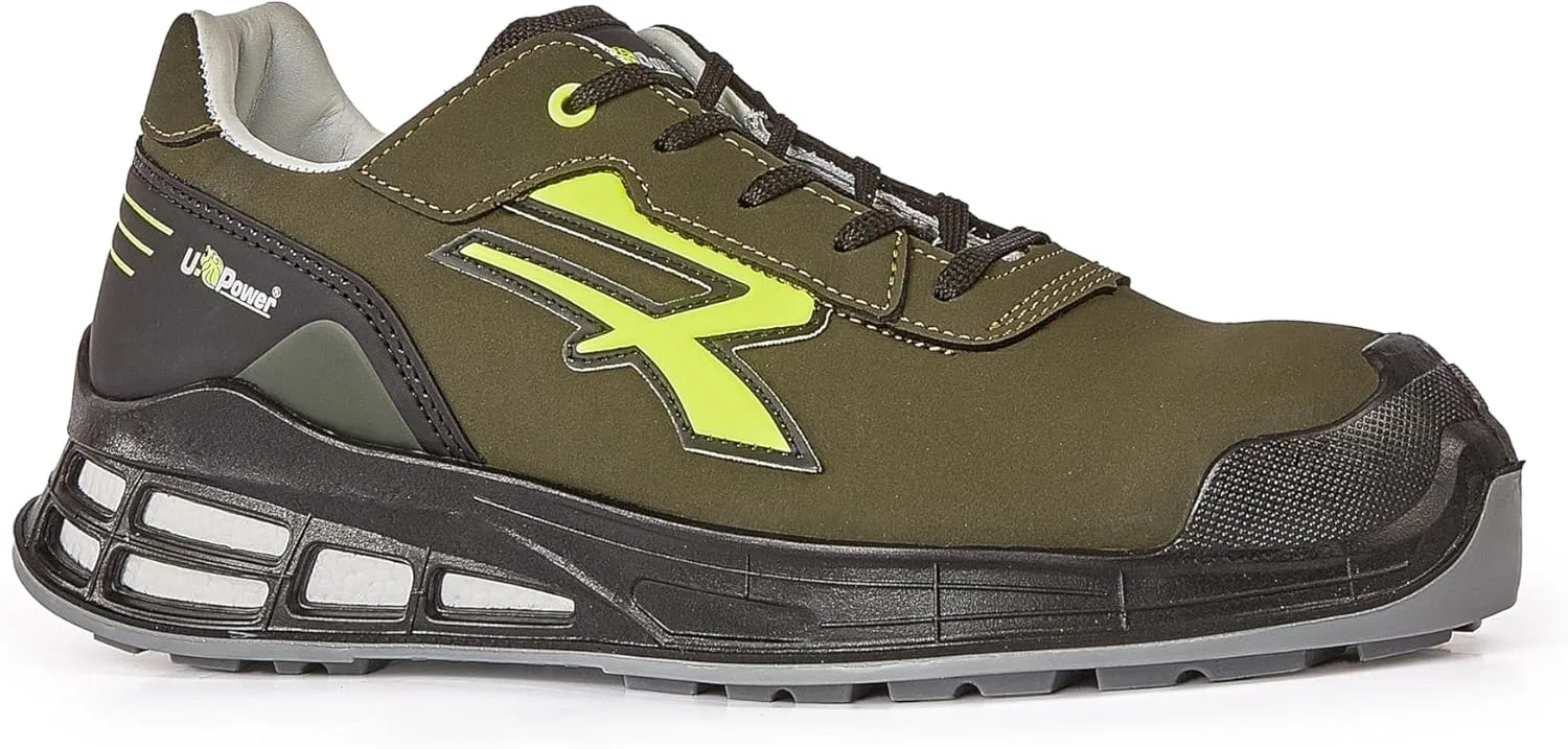 Ботинки U Power Unisex Scarpe Antinfortunistiche Da Lavoro, Scarpa Polace, Ermes S ESD S3s Ci Fo Sr, Puntale Antiperforazione Tessile No Metal Fire Shoes, Dark Green, Neon Yellow — фото 2