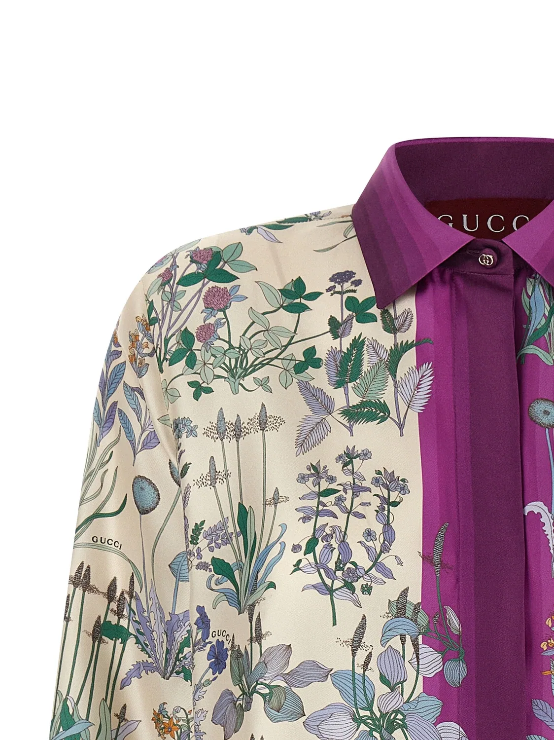Шелковая рубашка GUCCI, классический крой, мультиколор — фото 3