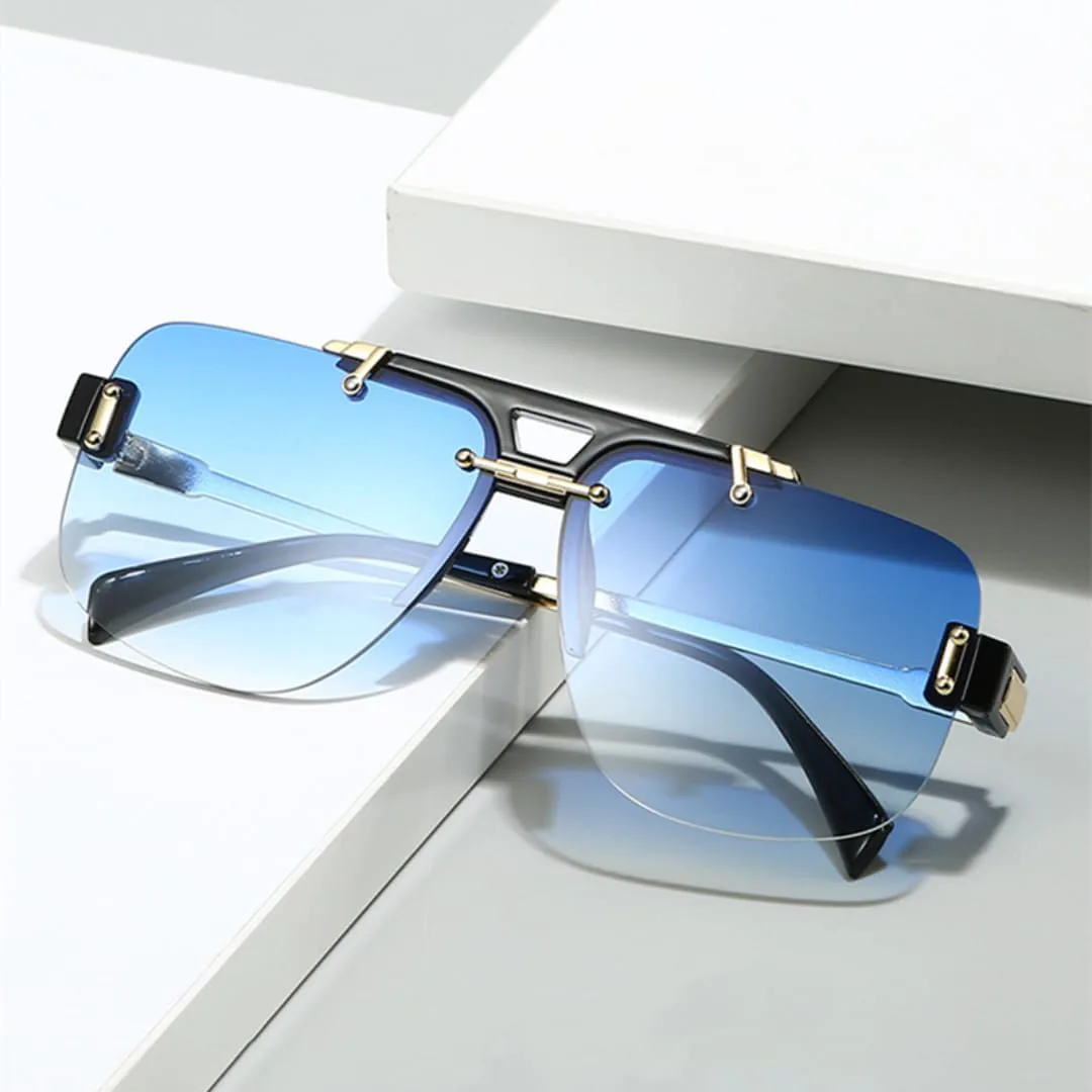 

Солнцезащитные очки без оправы для женщин и мужчин, прозрачные линзы с градиентом Ocean, защита от УФ-излучения UV400, ретро-стиль, заклепки TVTBBVV, Silver Grey