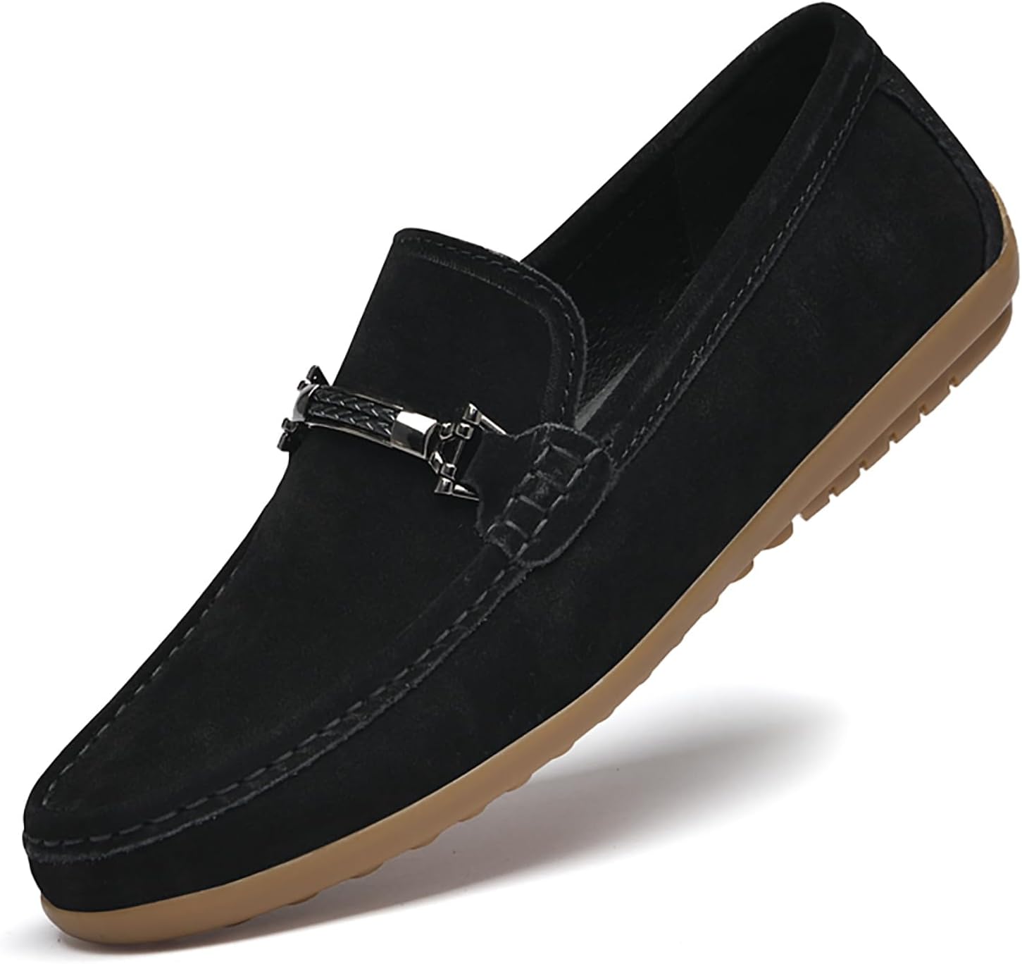 

Мужские лоферы LOVEHEYNEW из замши с цепочкой, повседневные, удобные, мягкие, на плоской подошве, легкие, нескользящие, для бизнеса, прогулок, вождения, черный