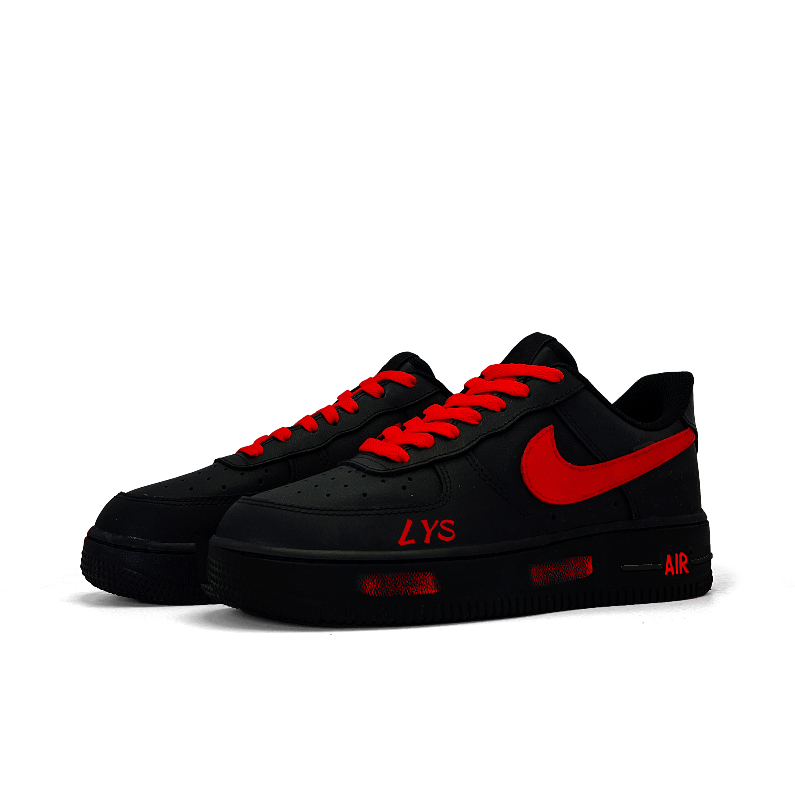 Nike Кроссовки для скейтбординга Air Force 1 LYS Dark Fire Leather Abrasion Resistant низкие Unisex Black Red — фото 4