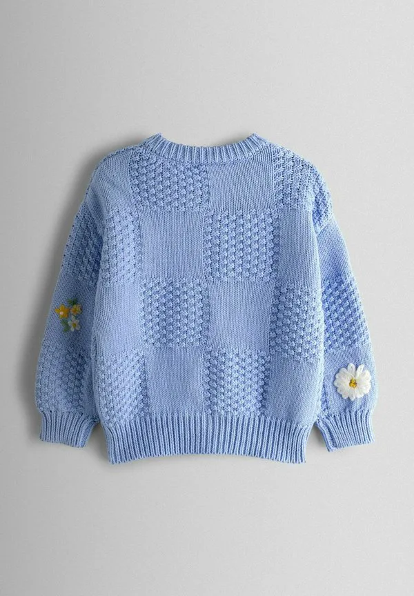 Кардиган прямого кроя с вышивкой в виде ромашек. Jojo Maman Bébé, Mid Blue — фото 2