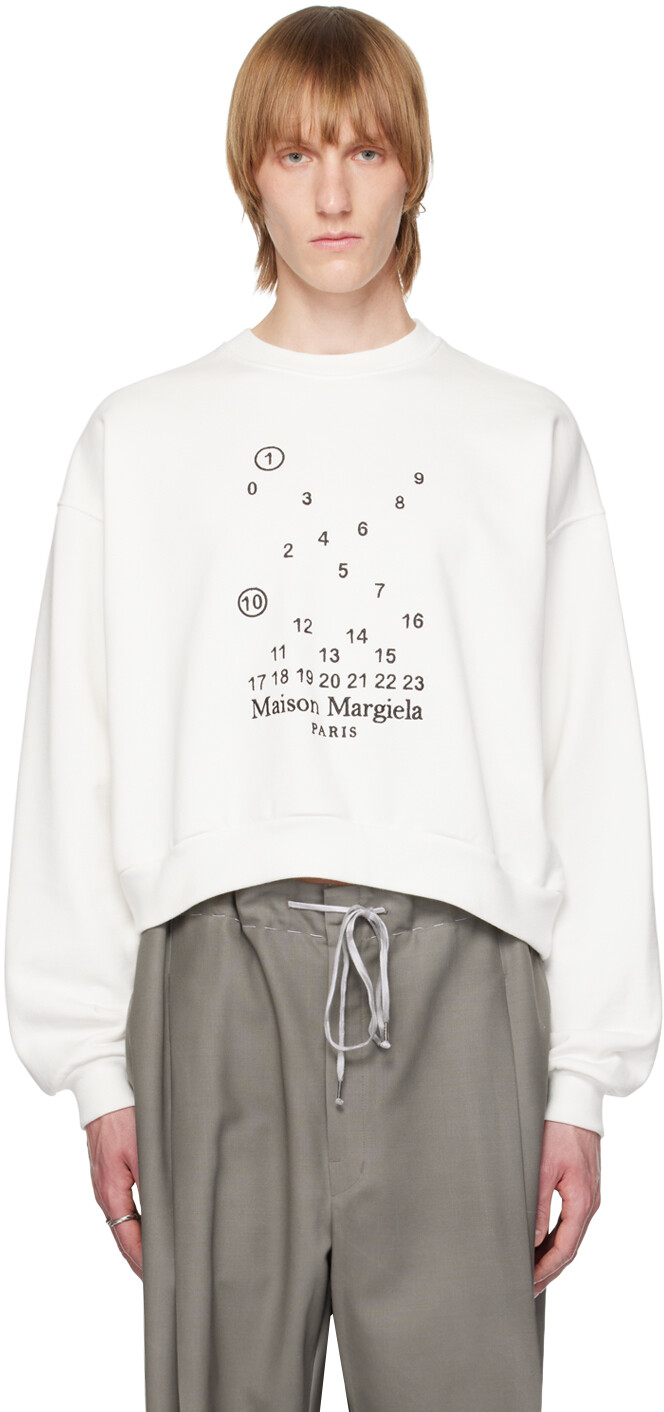 

Белый свитшот с вышивкой Maison Margiela