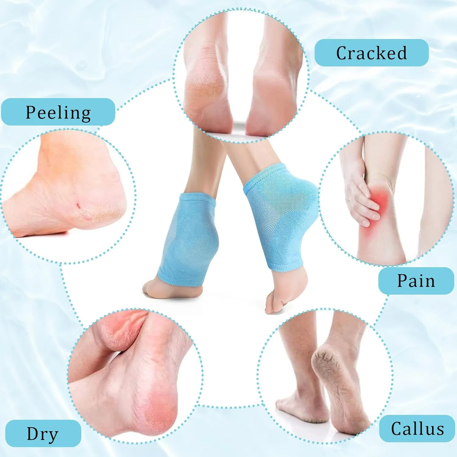Увлажняющие гелевые носки Hydra Heel для ухода за пятками, 3 пары Yuwnd — фото 4