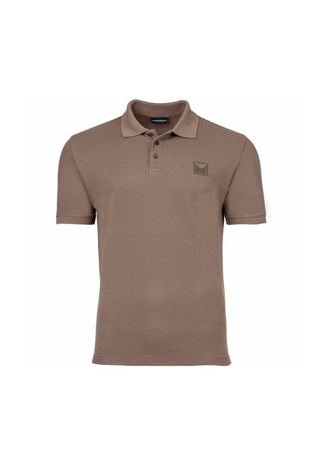 

Рубашка поло - Essential Pique классический крой хлопок однотонная Emporio Armani, коричневый