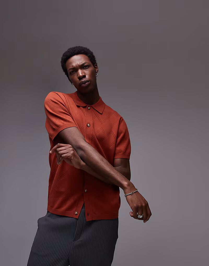 

Вязаная крючком рубашка Topman цвета ржавчины