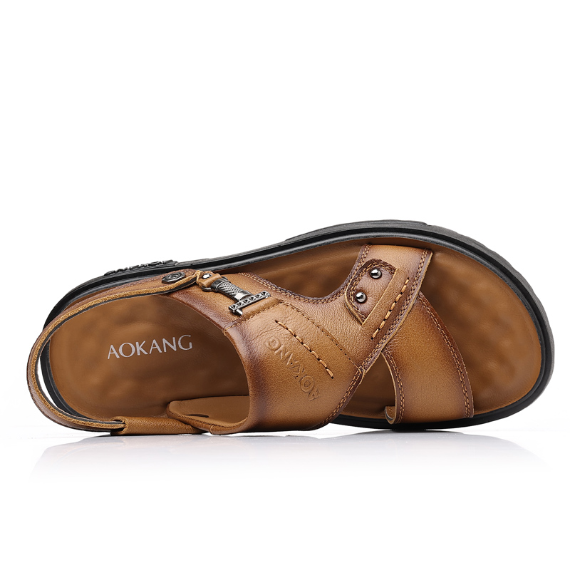 AOKANG Пляжные сандалии мужские желто-коричневые, цвет Yellow Brown — фото 4