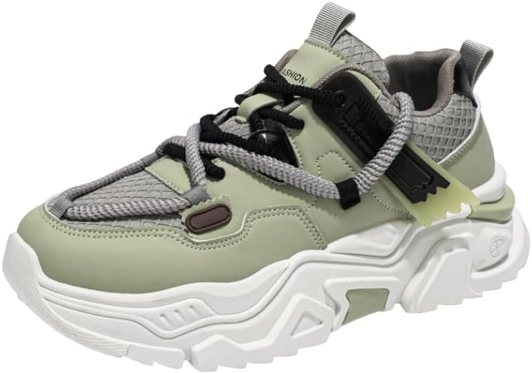 

Мужские легкие кроссовки с амортизирующей подошвой - толстая подошва с поглощением ударов, верх из дышащей ткани, всесезонные кроссовки для спортзала, бега и прогулок - спортивные кроссовки на шнуровке Hhhchpm, зеленый