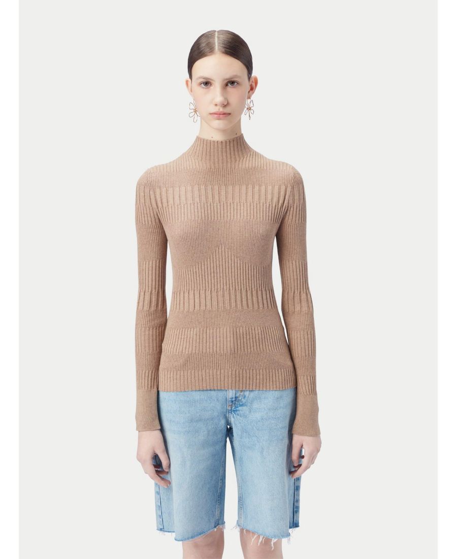 

Женский свитер с высоким воротником из ребристой ткани, сочетающей хлопок, шелк и кашемир Gobi Cashmere, No Color