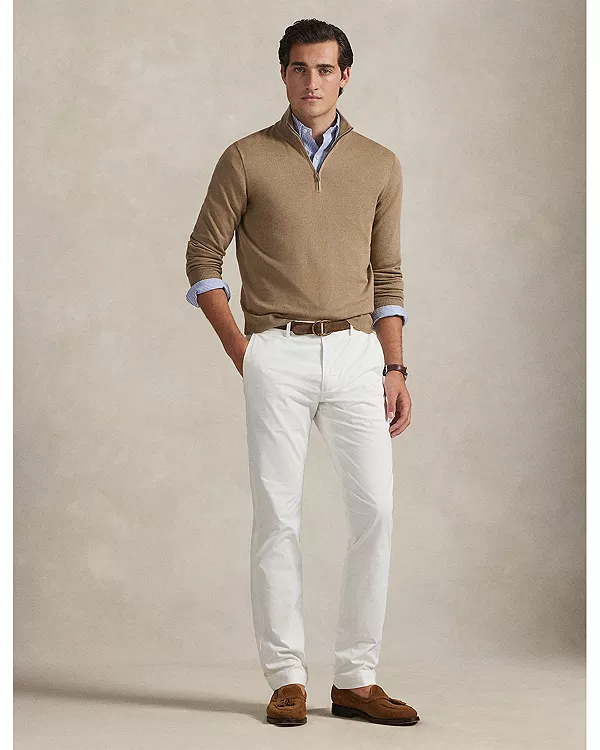 Хлопковый свитер с воротником-стойкой на молнии до середины груди Polo Ralph Lauren, коричневый — фото 2
