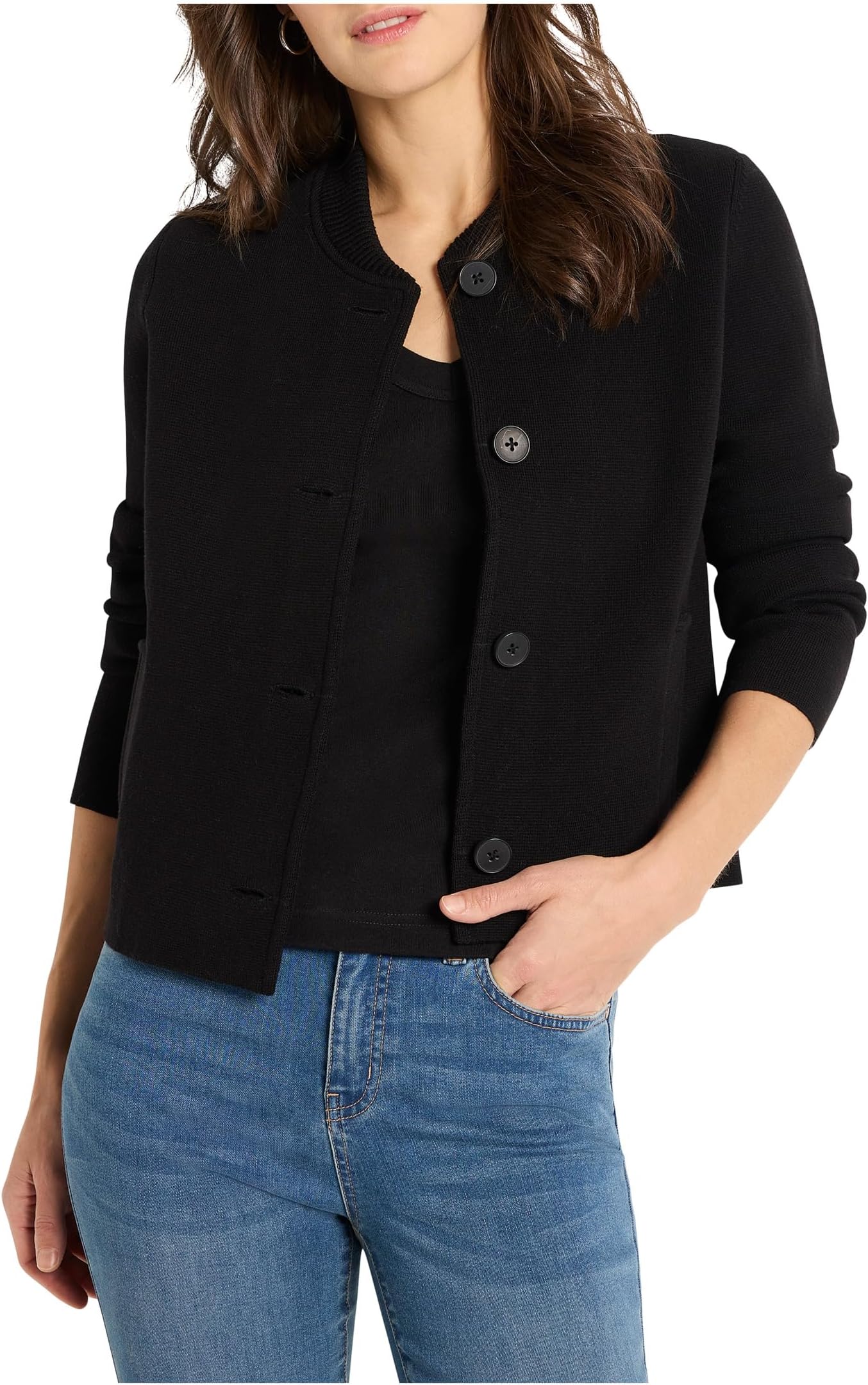 

Куртка NIC+ZOE Knit Bomber Jacket, цвет Black Onyx