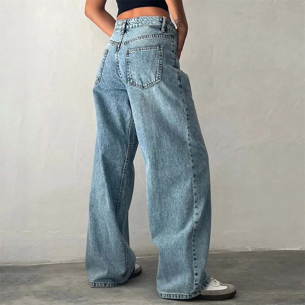 Женские джинсы Low Rise Baggy Straight Leg Boyfriend с карманом — фото 3