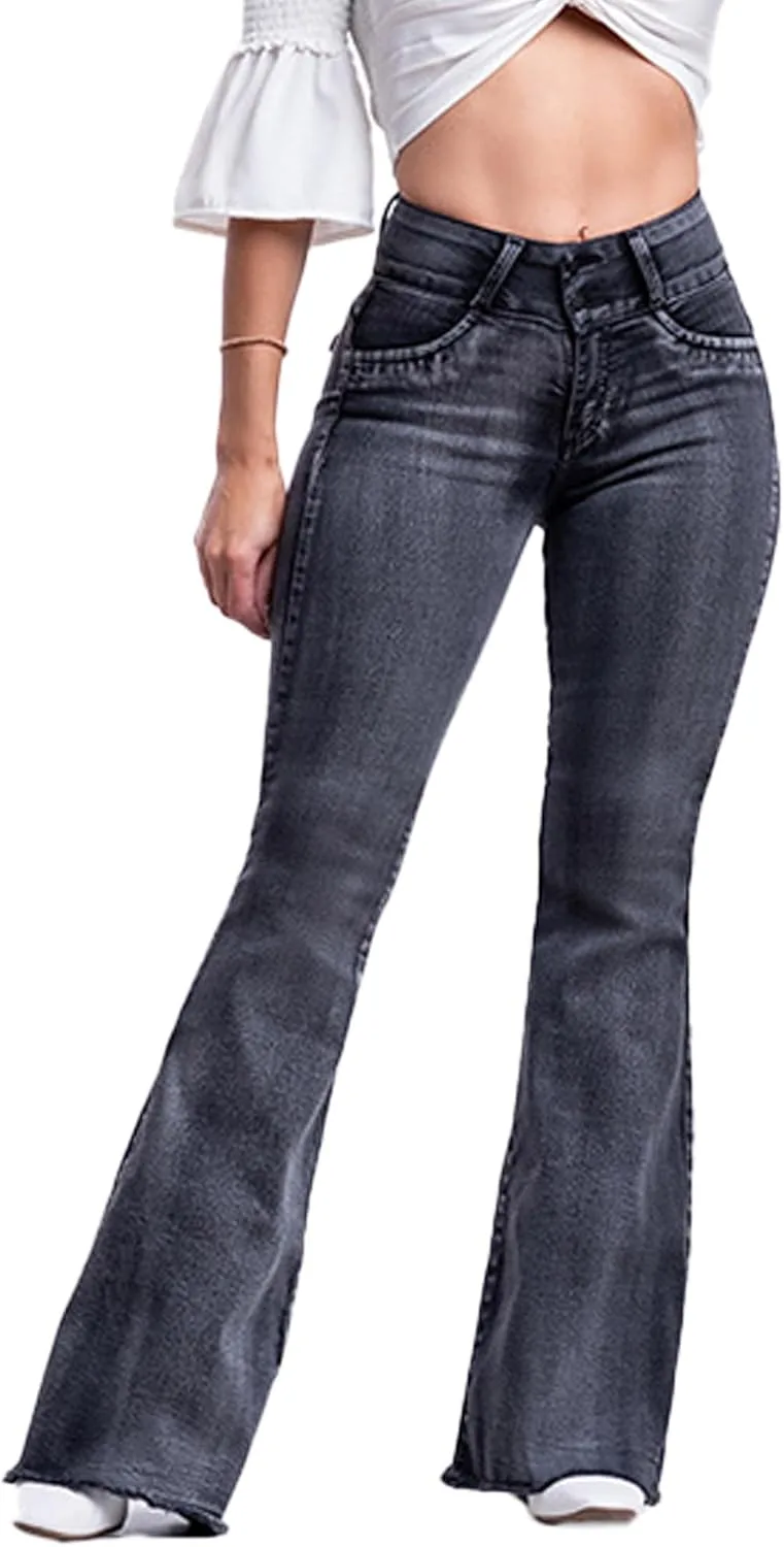 

Женские джинсы с высокой талией и расклешенным низом TheyLook