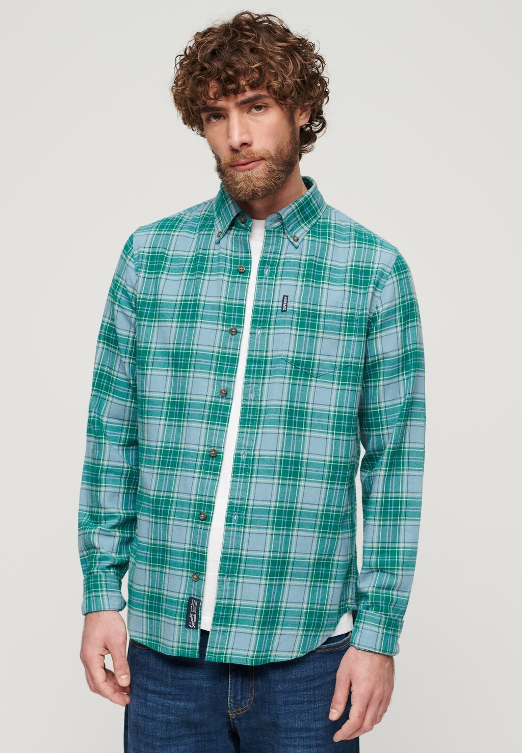 

Рубашка VINTAGE CHECK Superdry, цвет teal check