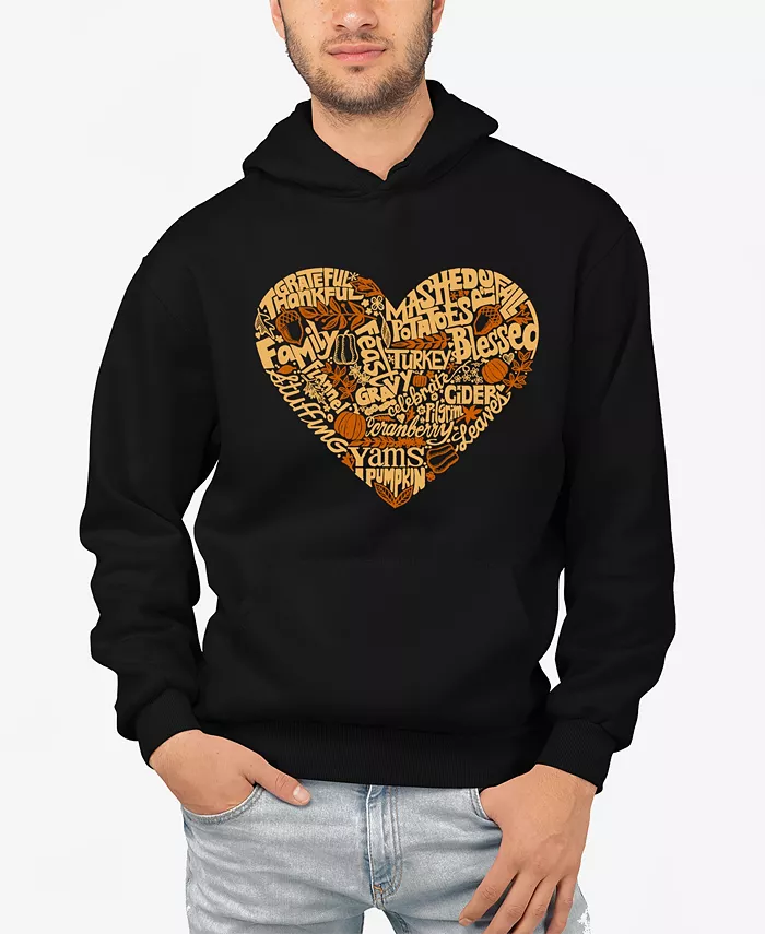 

Мужской худи с принтом "Thanksgiving Heart Word Art" LA Pop Art, черный