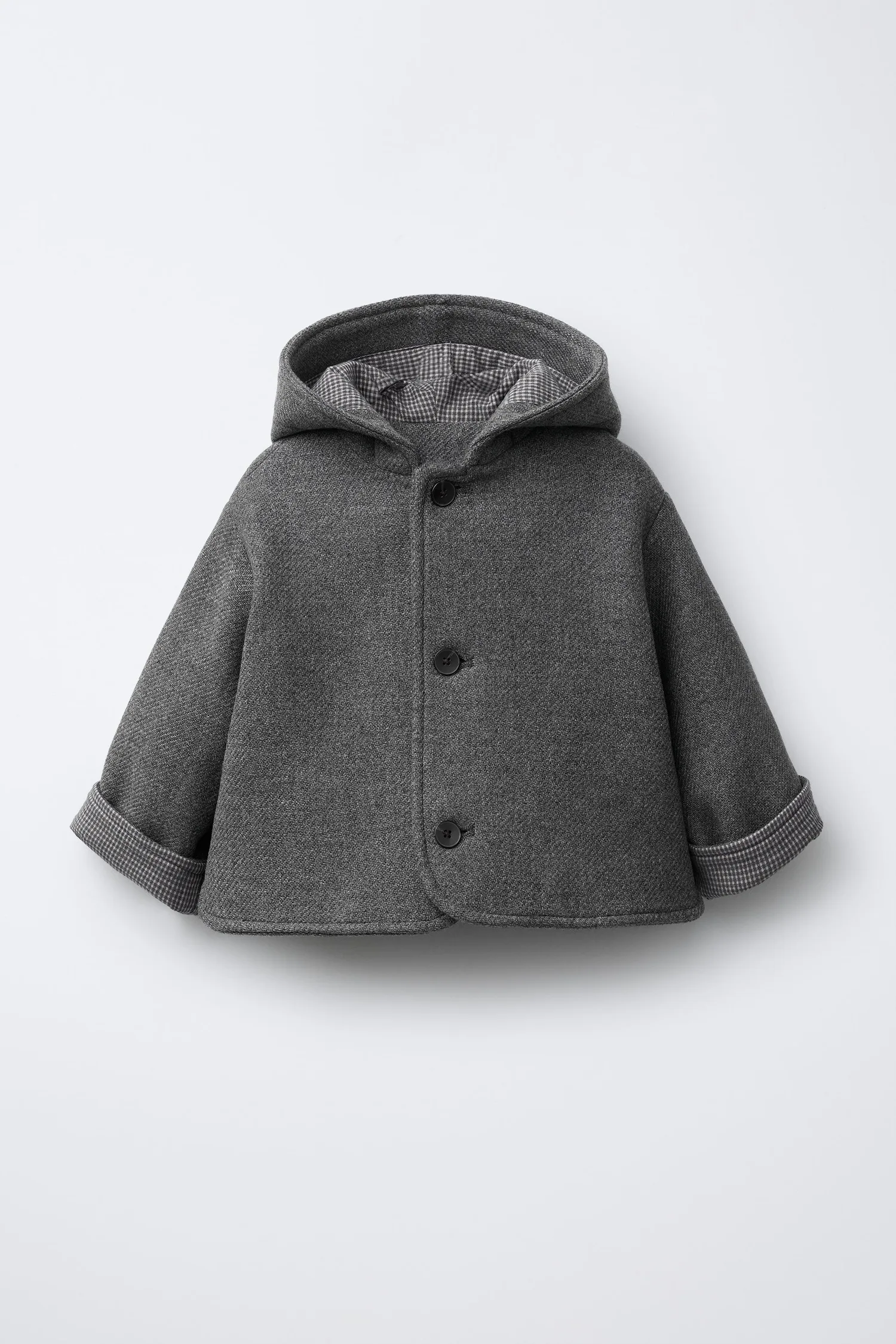 Шерстяное пальто с капюшоном manteco Zara, темно-серый