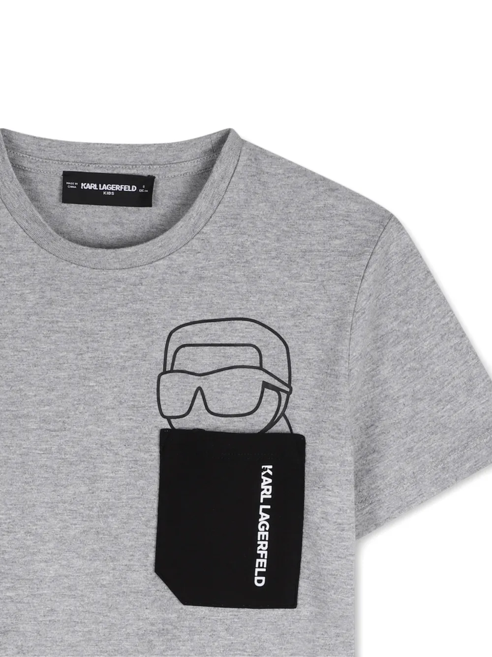 Футболка с графичным принтом KARL LAGERFELD KIDS, серый — фото 3