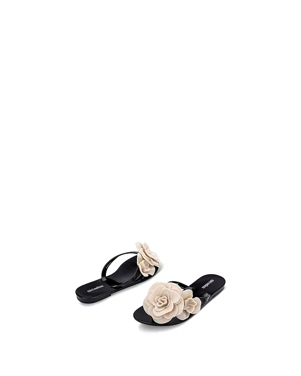 Детские шлепанцы Harmonic Petals - для малышей, детей постарше. Mini Melissa, Black/Beige — фото 3