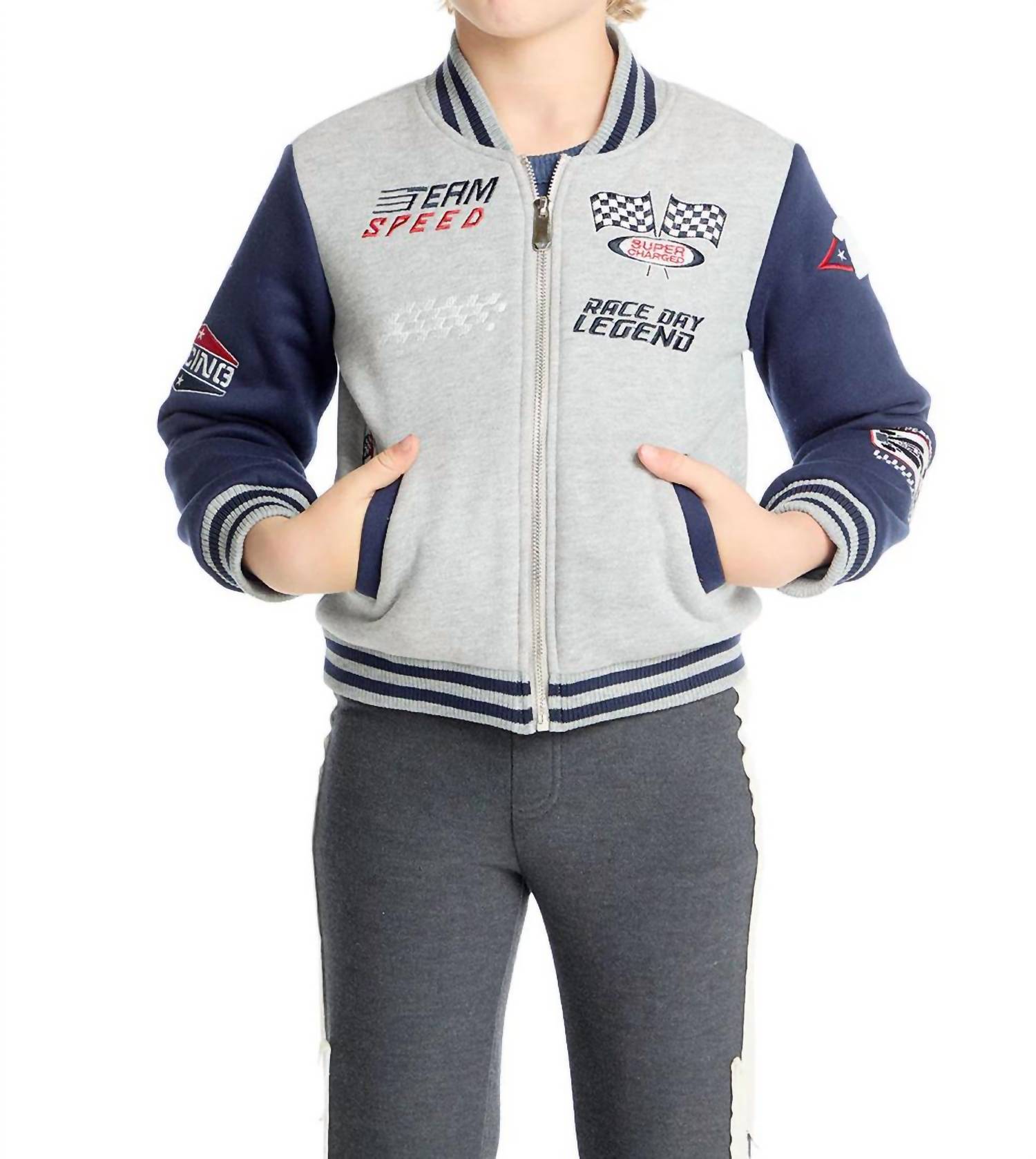 

Chaser Детская куртка-бомбер Allan, темно-синяя/серая меланжевая