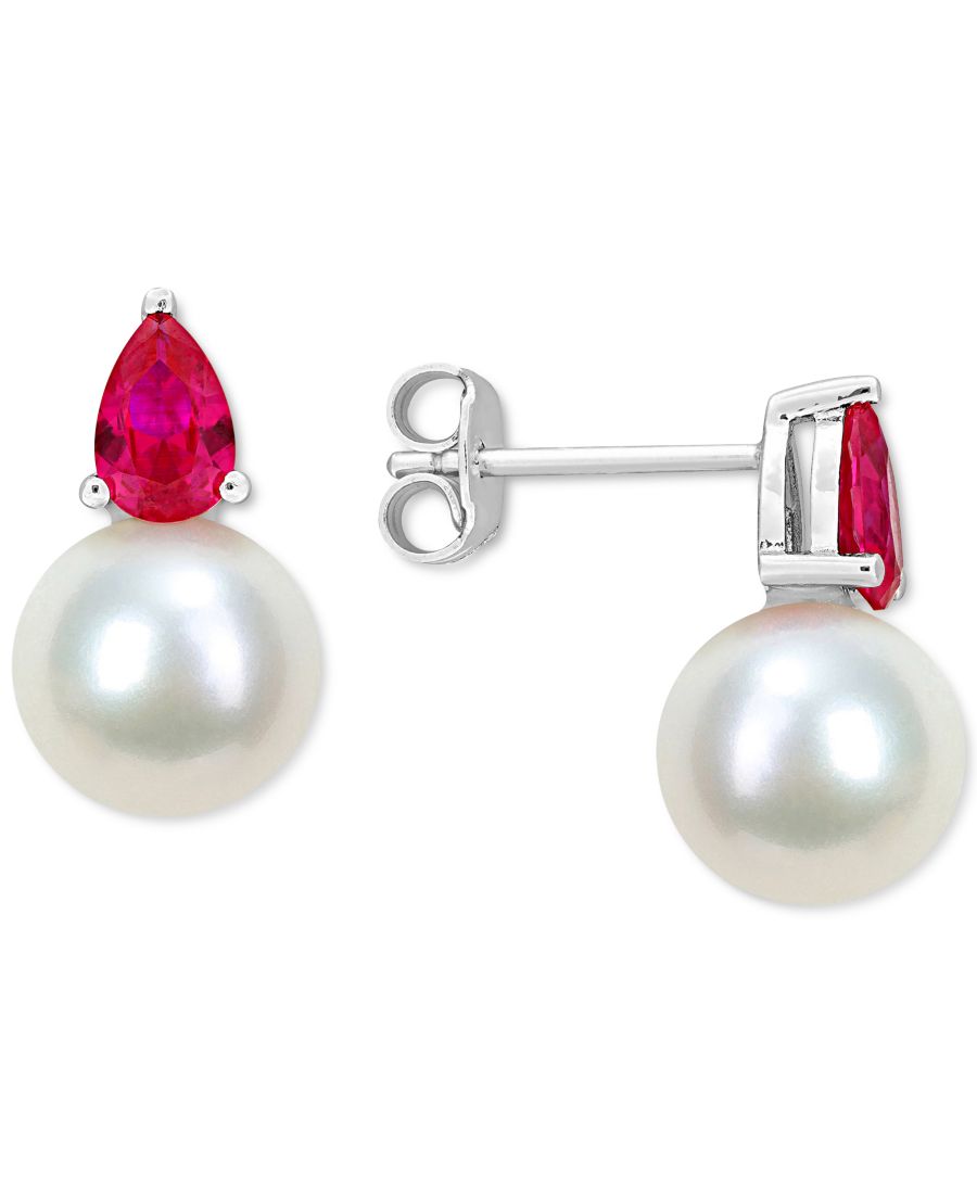 

Серьги-гвоздики с культивированным пресноводным жемчугом (8,5 мм) и камнем-талисманом по знаку зодиака, стерлингового серебра с покрытием из 18-каратного розового золота или стерлингового серебра Macy's, July/Ruby