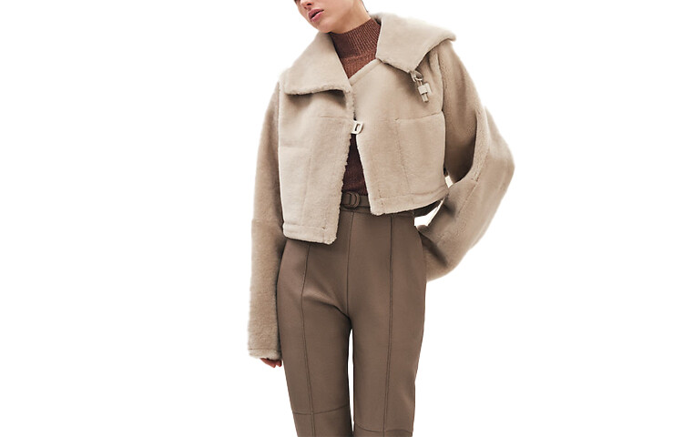 

Куртка кожаная женская Hermes, хаки