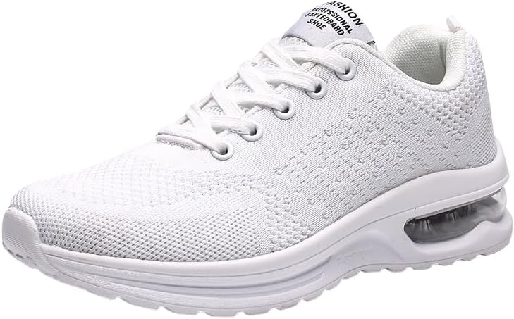 

Мужские спортивные кроссовки большого размера однотонные на шнуровке - дышащий верх, нескользящая резиновая подошва, стелька с амортизирующей EVA для всех сезонов на открытом воздухе Hoalox, белый