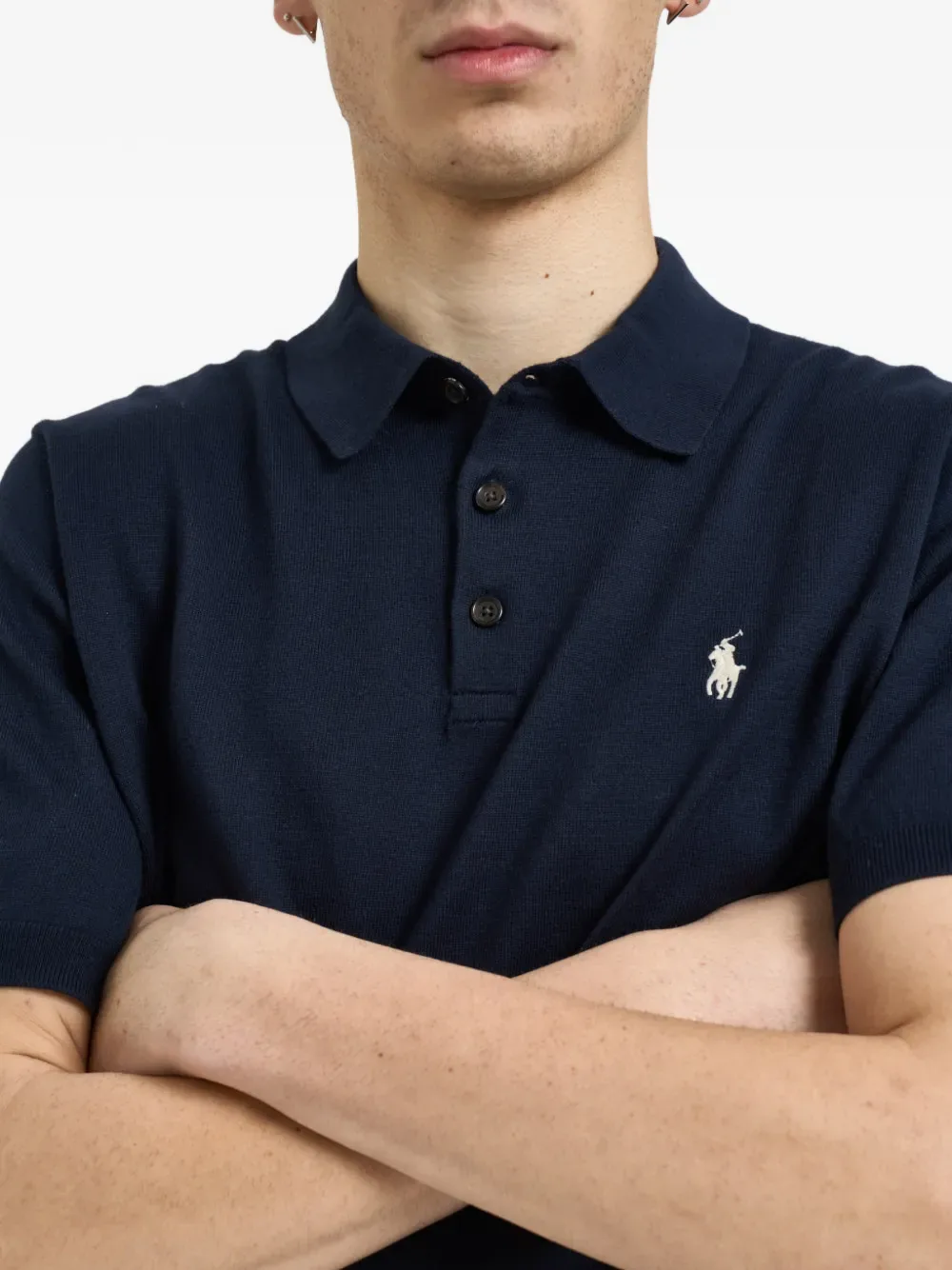 Рубашка-поло с коротким рукавом на пуговицах POLO RALPH LAUREN, синий — фото 3