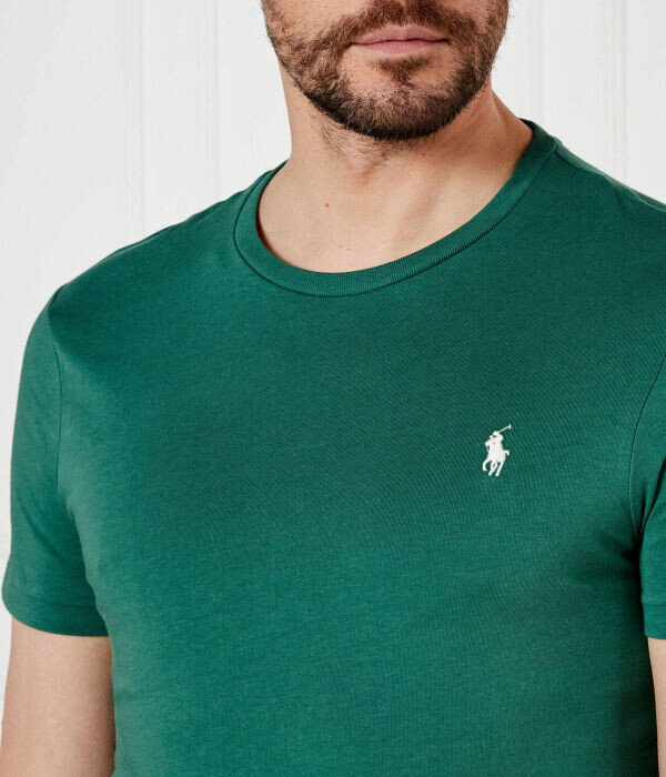 Футболка мужская Polo Ralph Lauren облегающего кроя однотонная, зеленый — фото 4