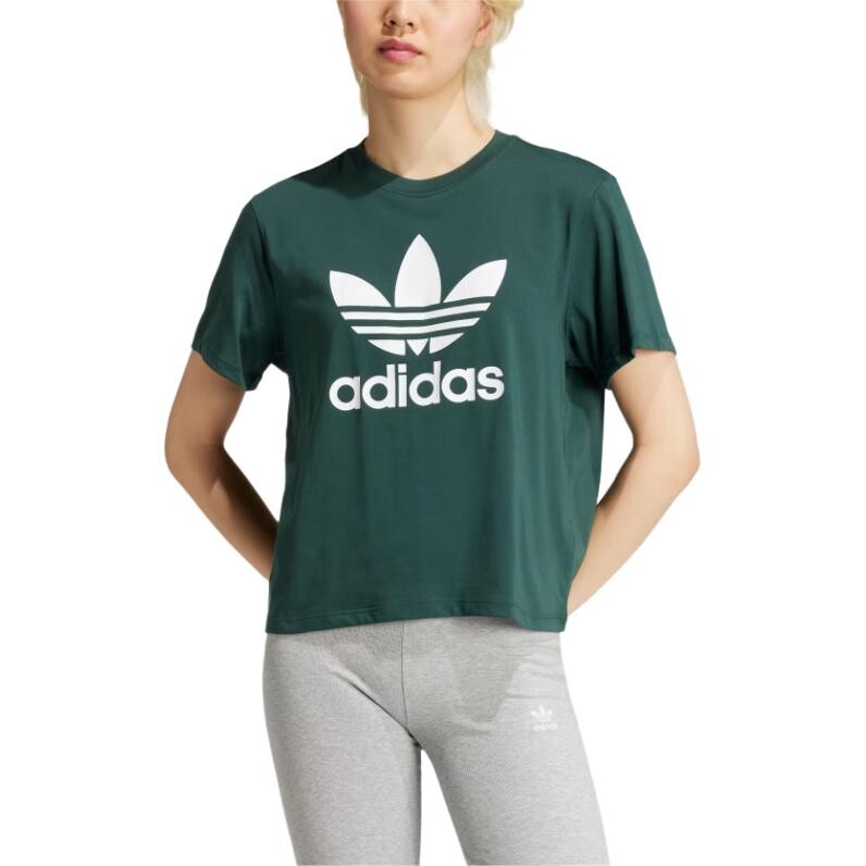 Футболка Adicolor Trefoil женская, минеральный зеленый Adidas Originals — фото 2