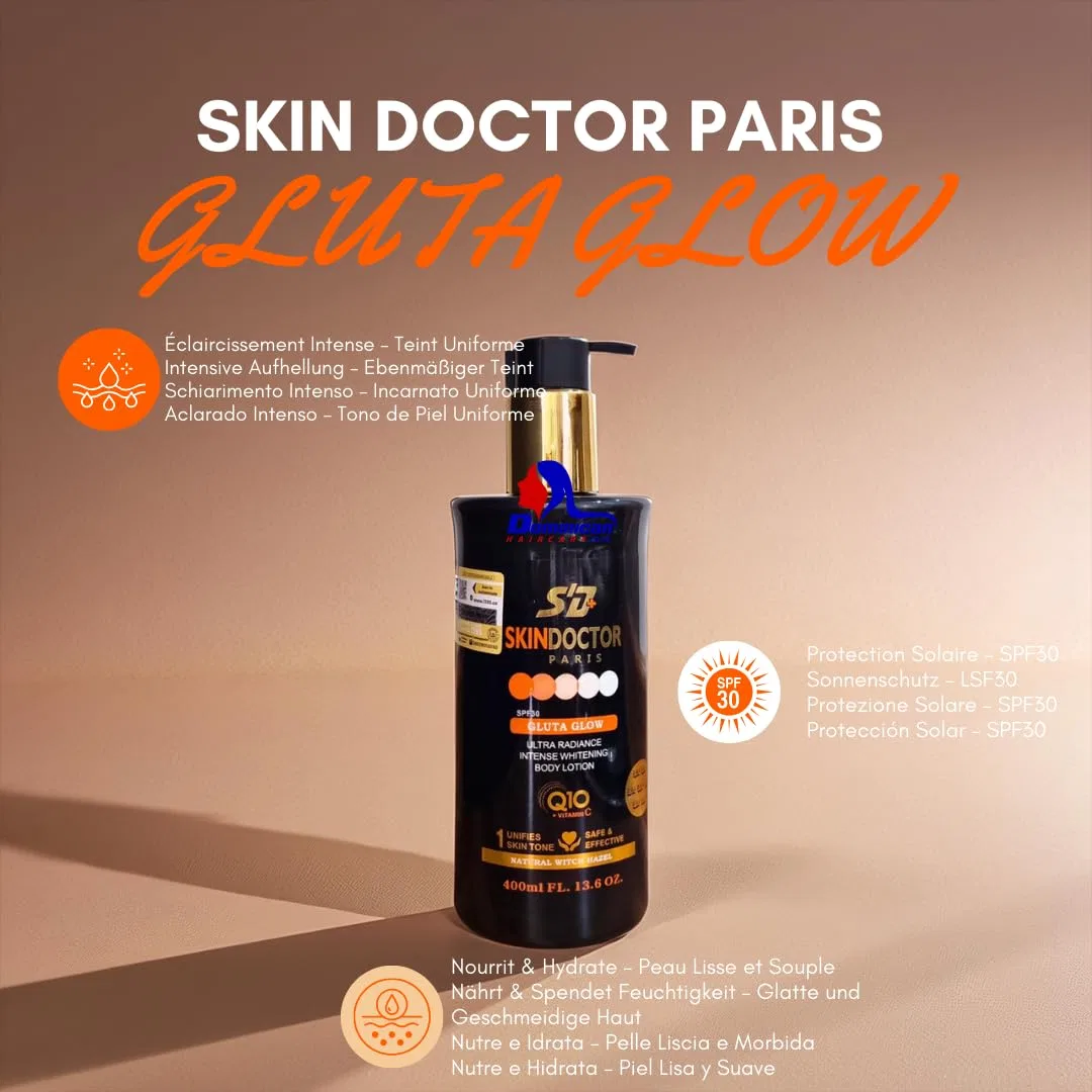 Интенсивно осветляющий лосьон для тела SD Skin Doctor Paris Gluta Glow SPF30 с глутатионом и ниацинамидом 400 мл Generic — фото 2