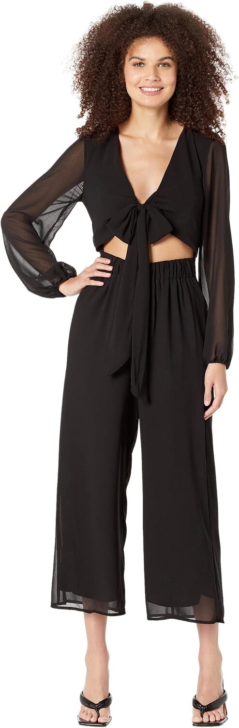 

Комбинезон Bebe Tie Front Elastic Waist Jumpsuit, черный