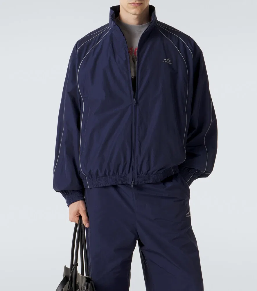 Спортивная куртка из смесовой хлопковой ткани Balenciaga, синий — фото 2
