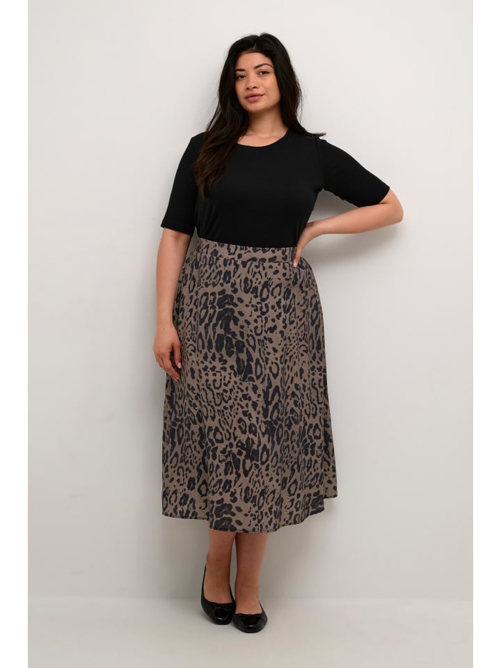 

Юбка длиной до колена KAFFE curve, цвет major brown/black leopard