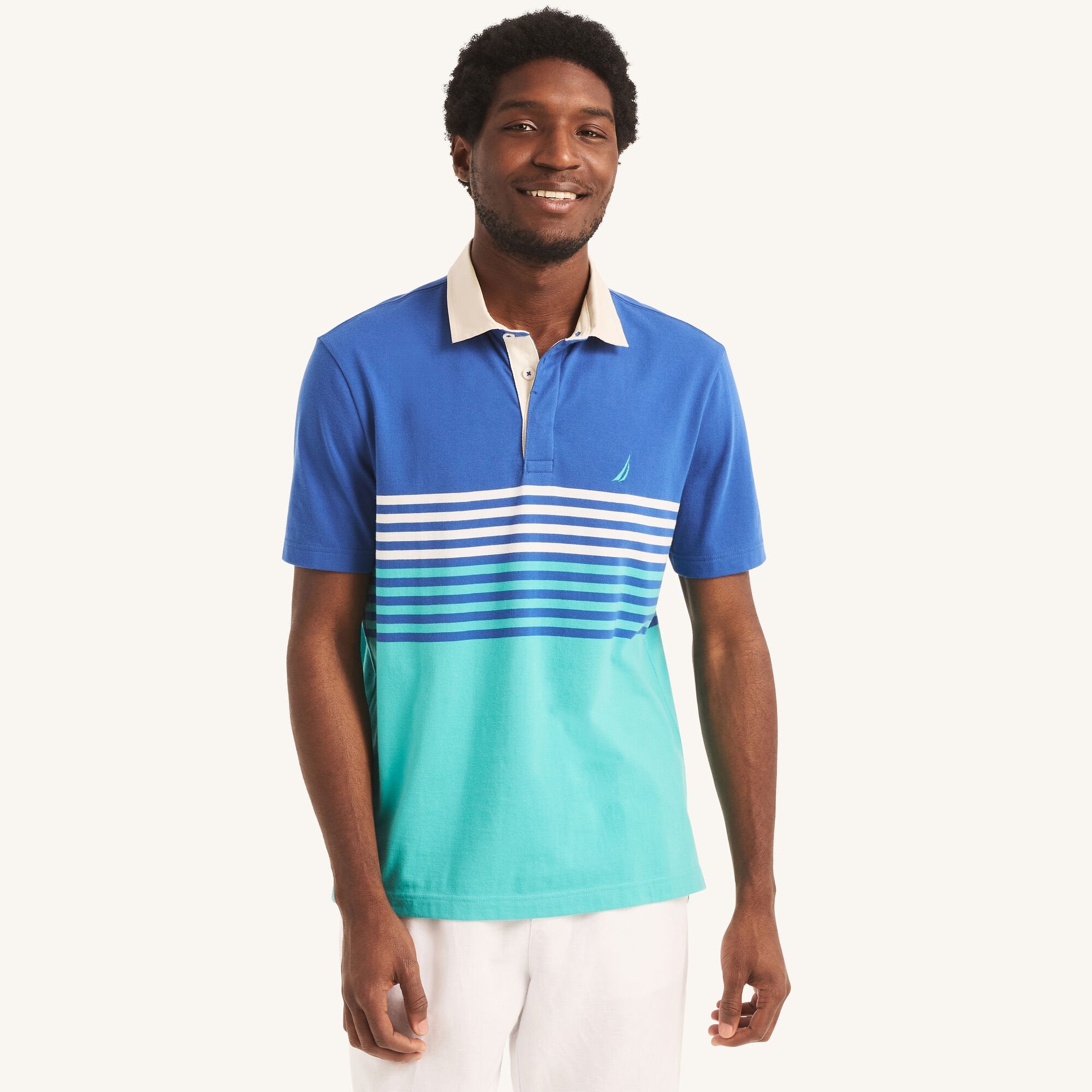 

Мужская рубашка-поло Nautica Classic Fit Sustainably Crafted Chest-Stripe Polo, цвет windsurf blue