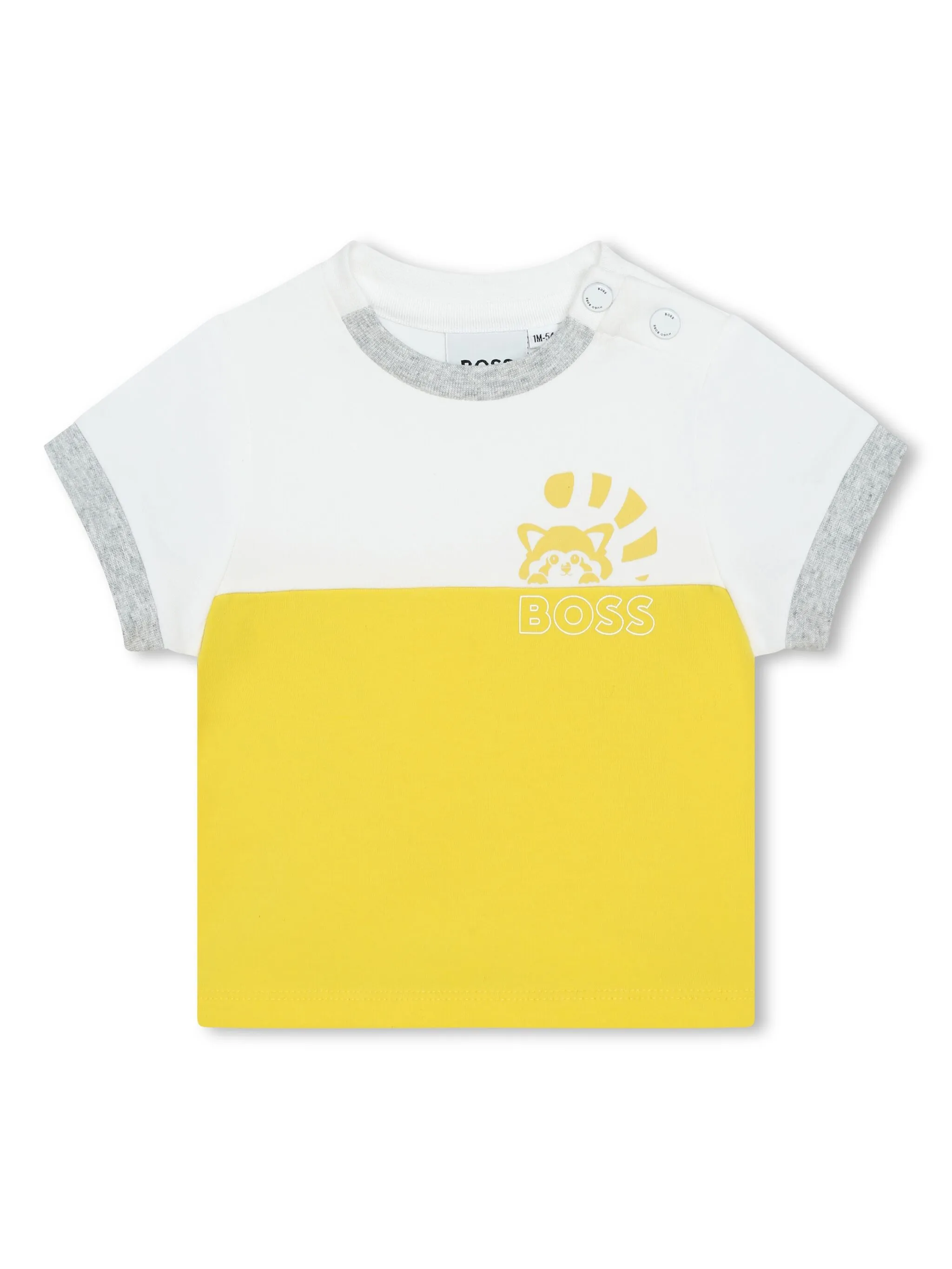 Комплект из футболки и шортов в стиле колор-блок Boss Kidswear, желтый — фото 3
