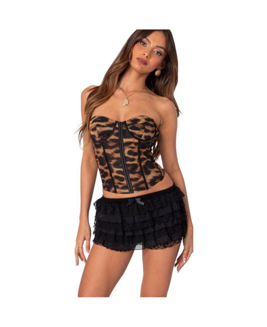 

Женский корсетный топ Lennox с леопардовым принтом из сетки Edikted, Leopard