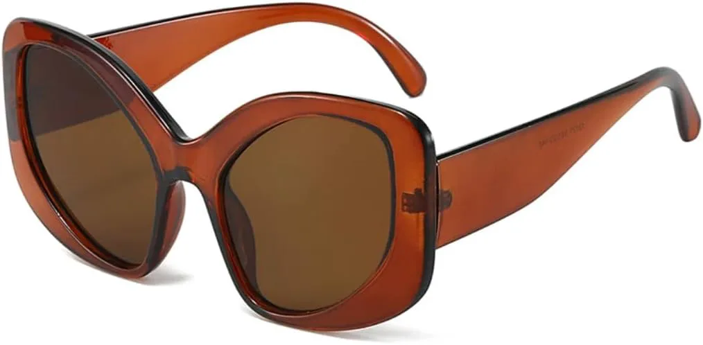 

Модные солнцезащитные очки большого размера «кошачий глаз» для женщин и мужчин, защита от УФ-излучения UV400, ретро-матовый цвет, конфетный оттенок UATXTAU, Brown Tea