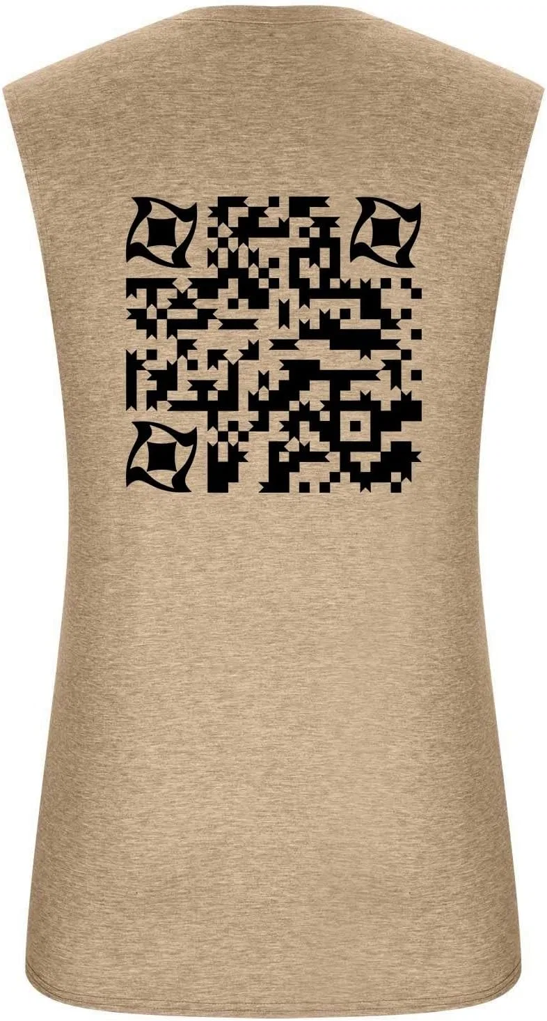 Generic Мужские повседневные майки без рукавов с оригинальным принтом в виде QR-кода для повседневной носки, отдыха и активного времяпрепровождения на отдыхе, хаки — фото 2
