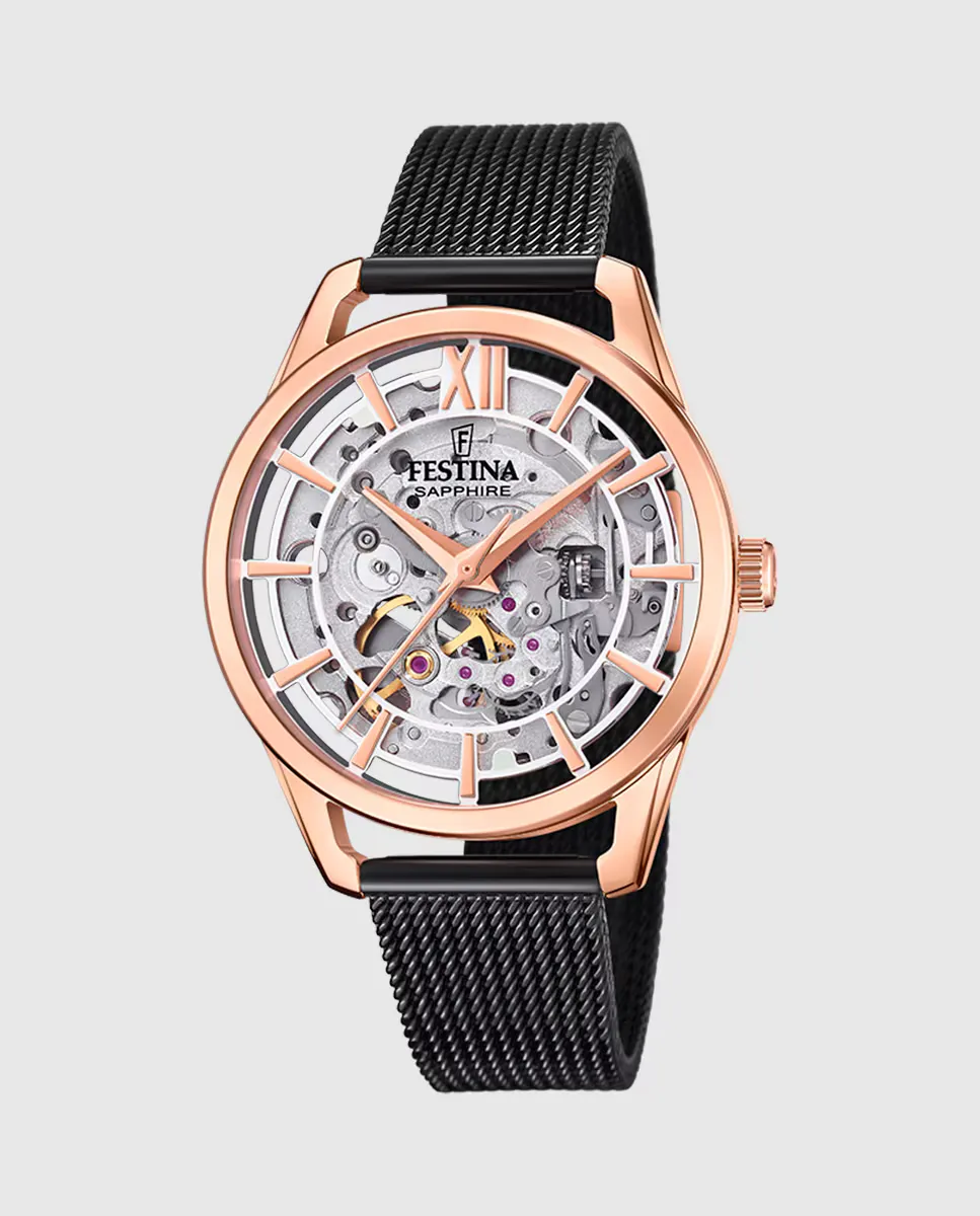 

Женские часы F20628/3 Автоматические черные стальные Festina, черный