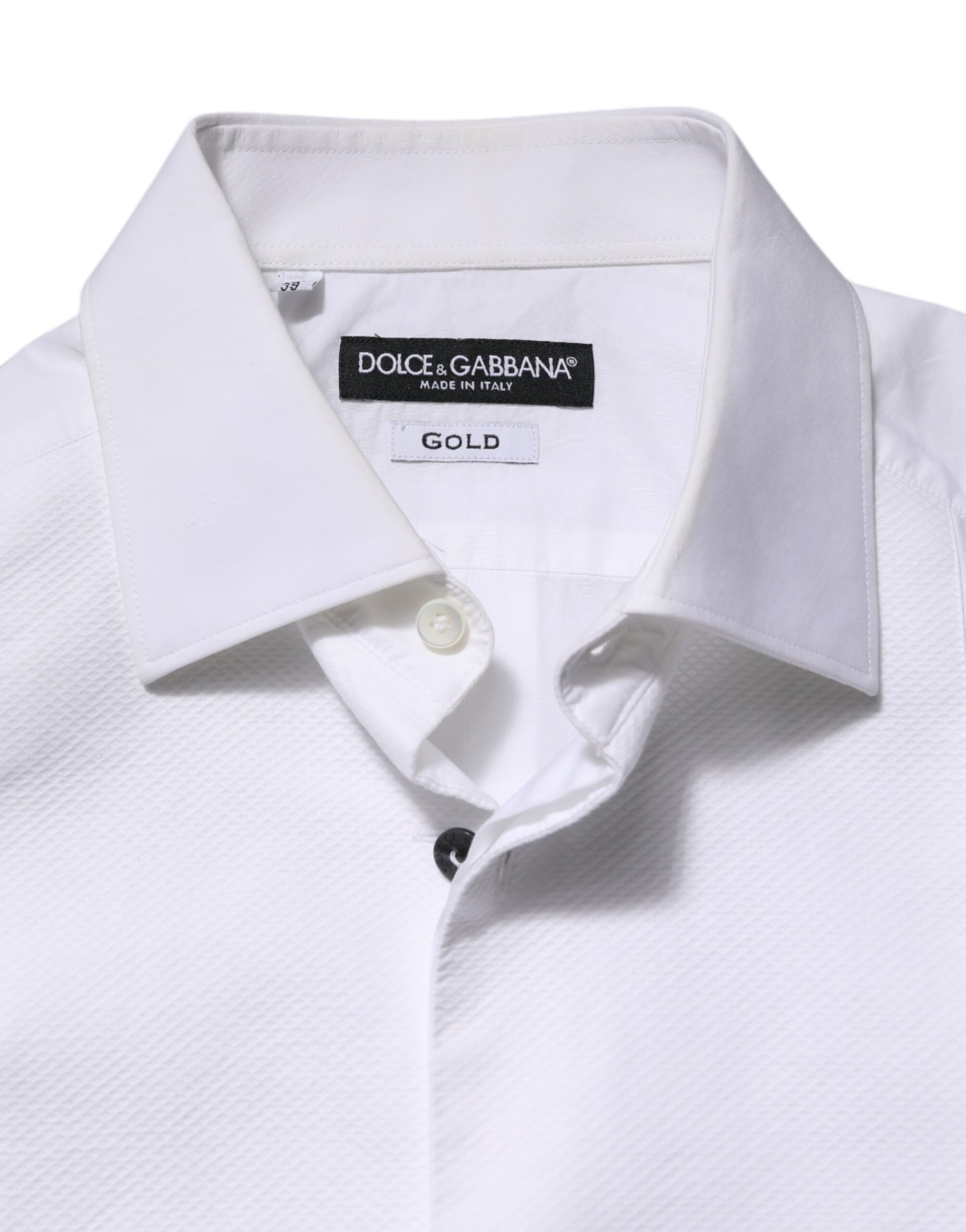 Белая рубашка с нагрудником из хлопкового поплина GOLD для мужчин Dolce & Gabbana, белый — фото 4
